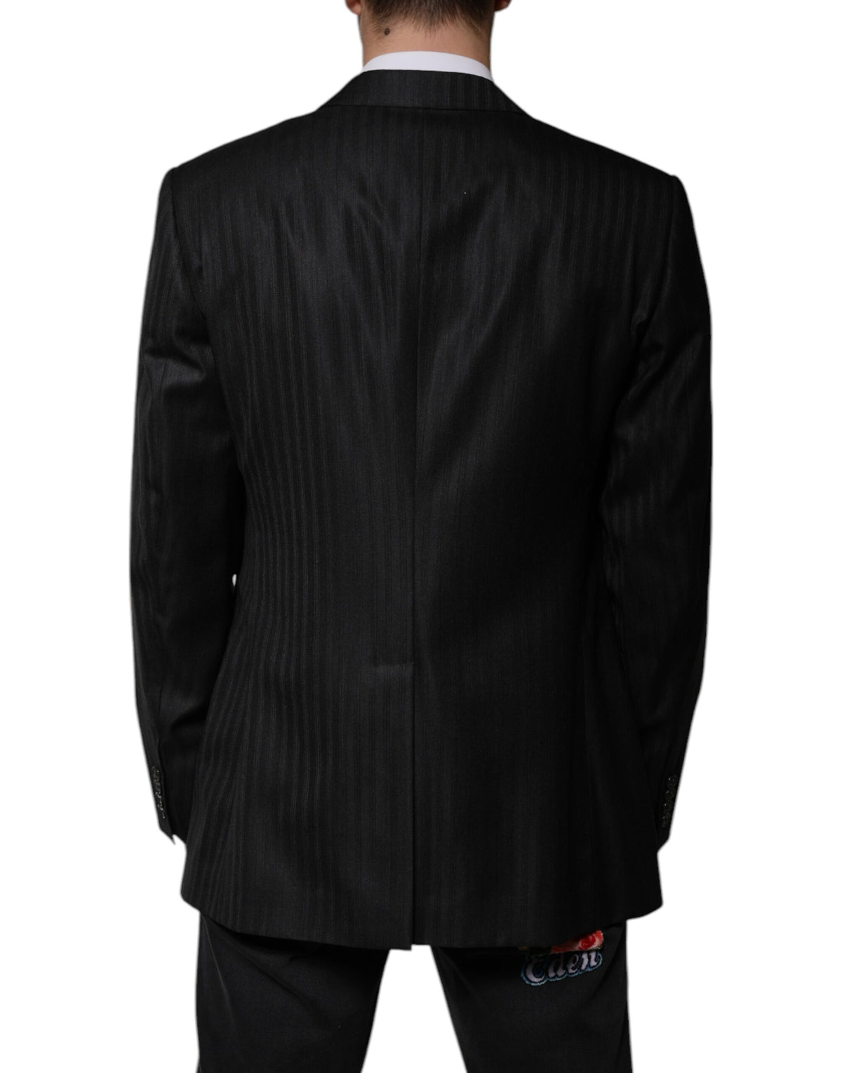 Dolce &amp; Gabbana Blazer à simple boutonnage en laine rayée noire