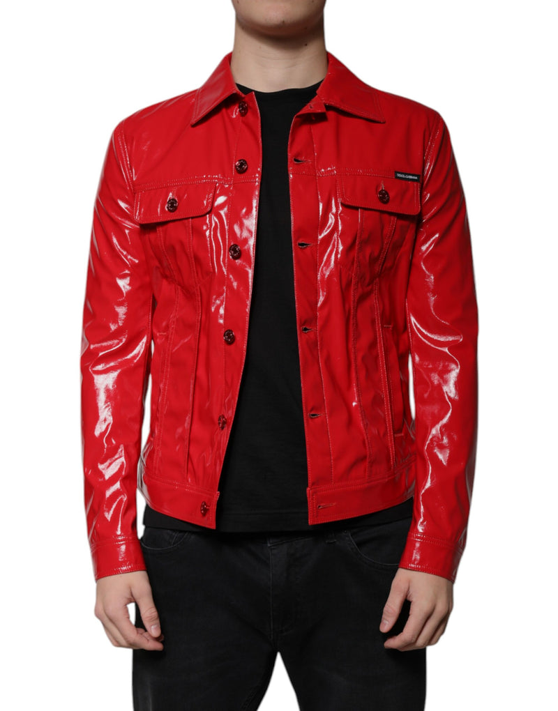 Veste rouge en polyester à col boutonné de Dolce & Gabbana