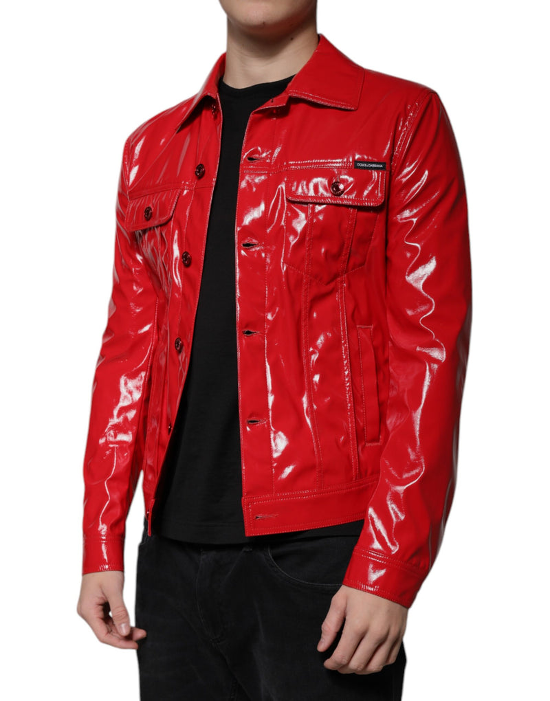 Veste rouge en polyester à col boutonné de Dolce & Gabbana