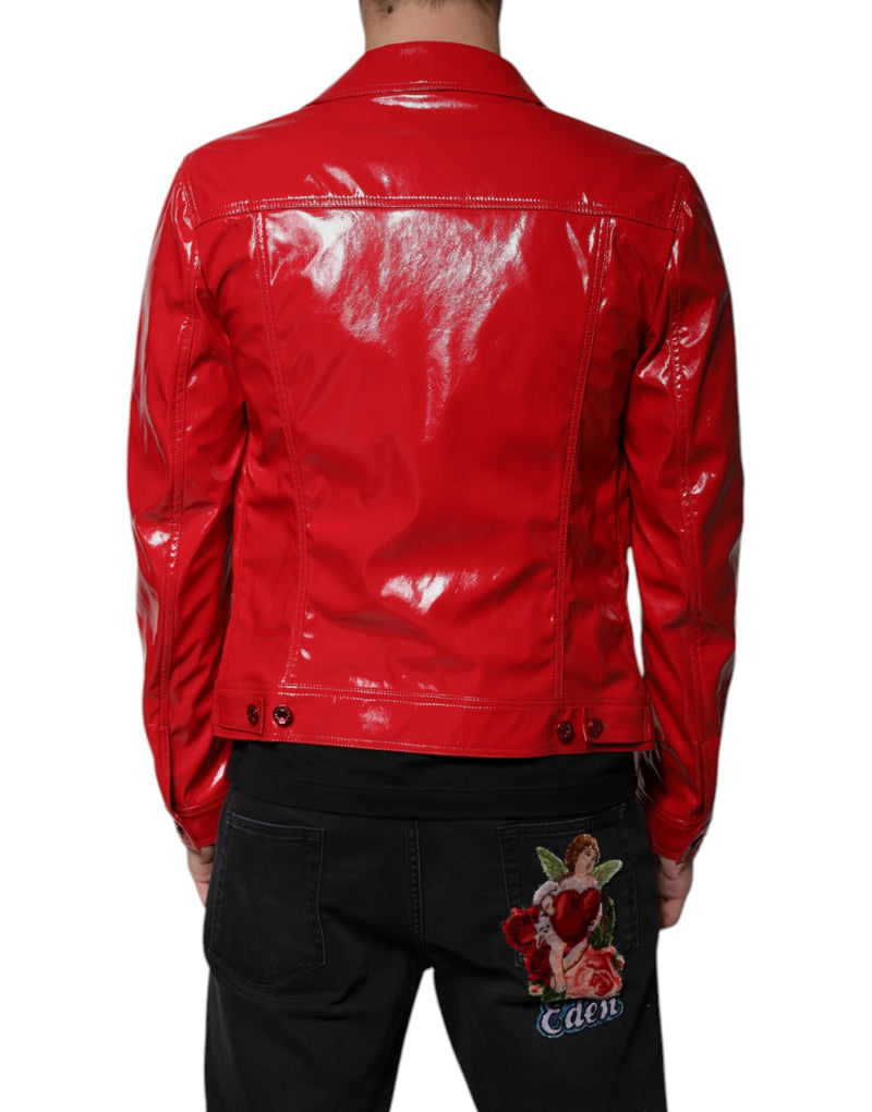 Veste rouge en polyester à col boutonné de Dolce & Gabbana