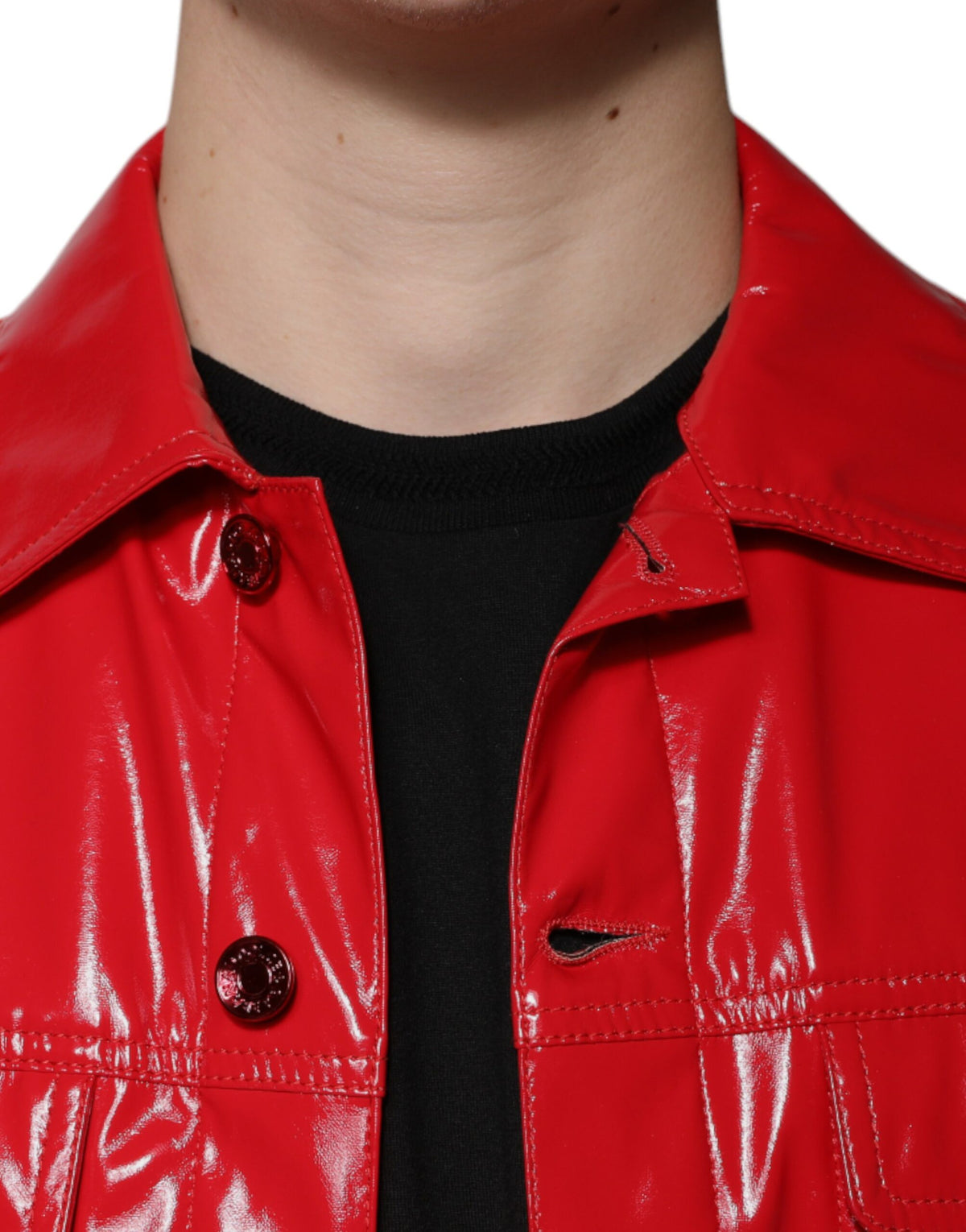 Veste rouge en polyester à col boutonné de Dolce & Gabbana
