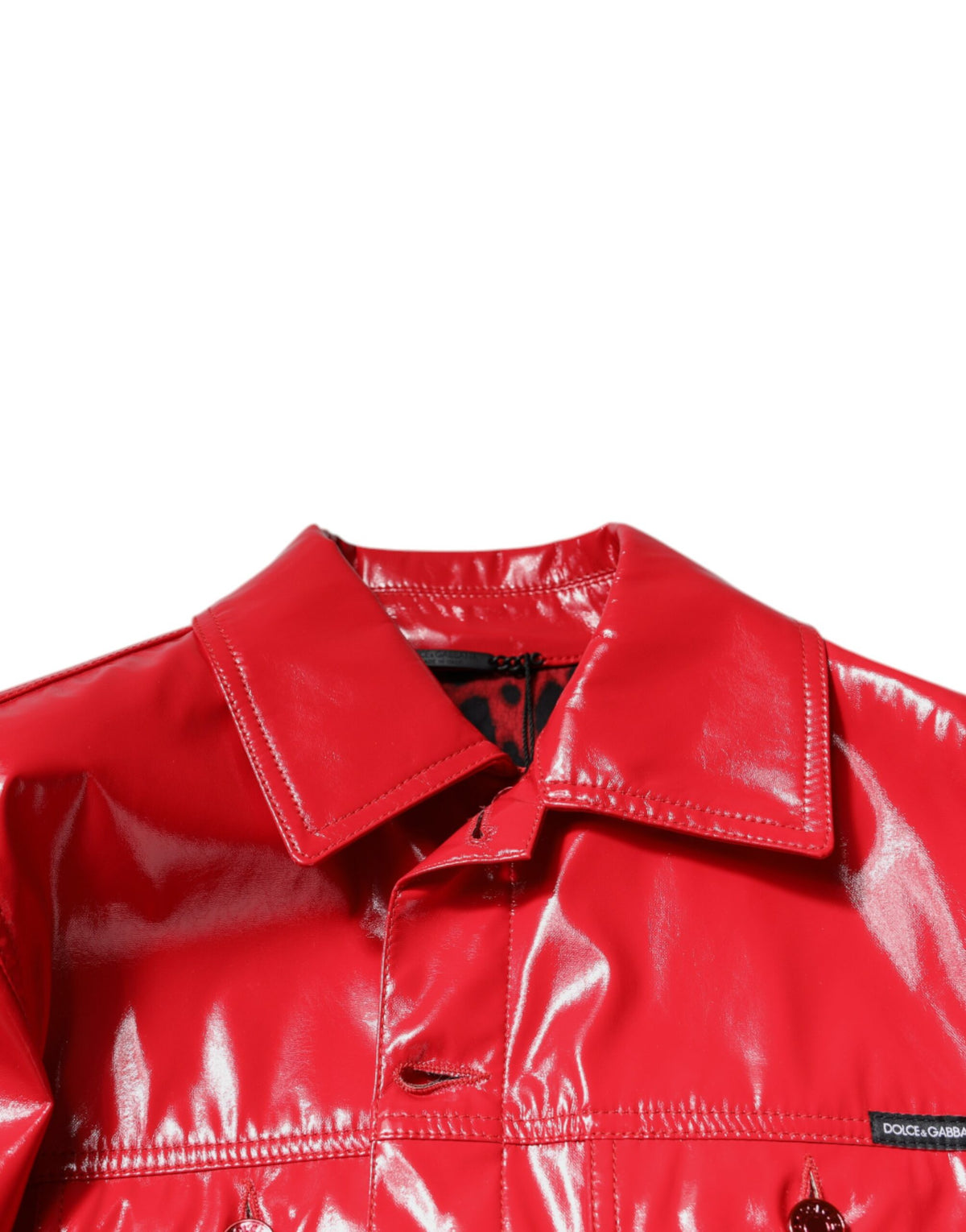 Veste rouge en polyester à col boutonné de Dolce & Gabbana