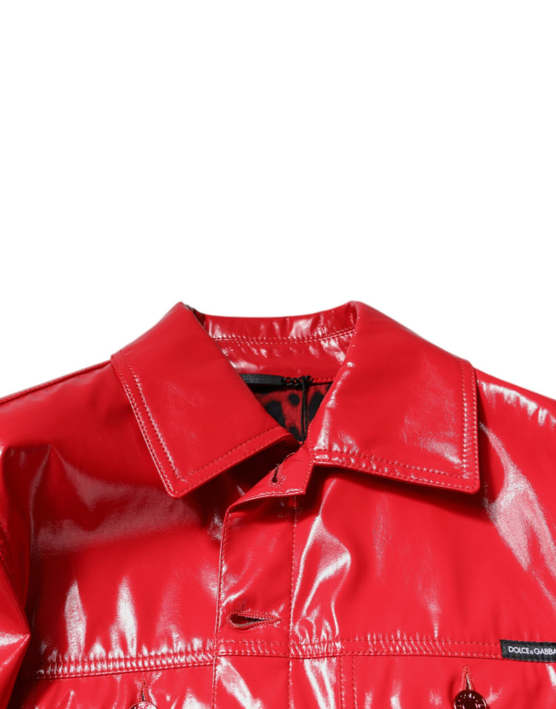 Veste rouge en polyester à col boutonné de Dolce & Gabbana