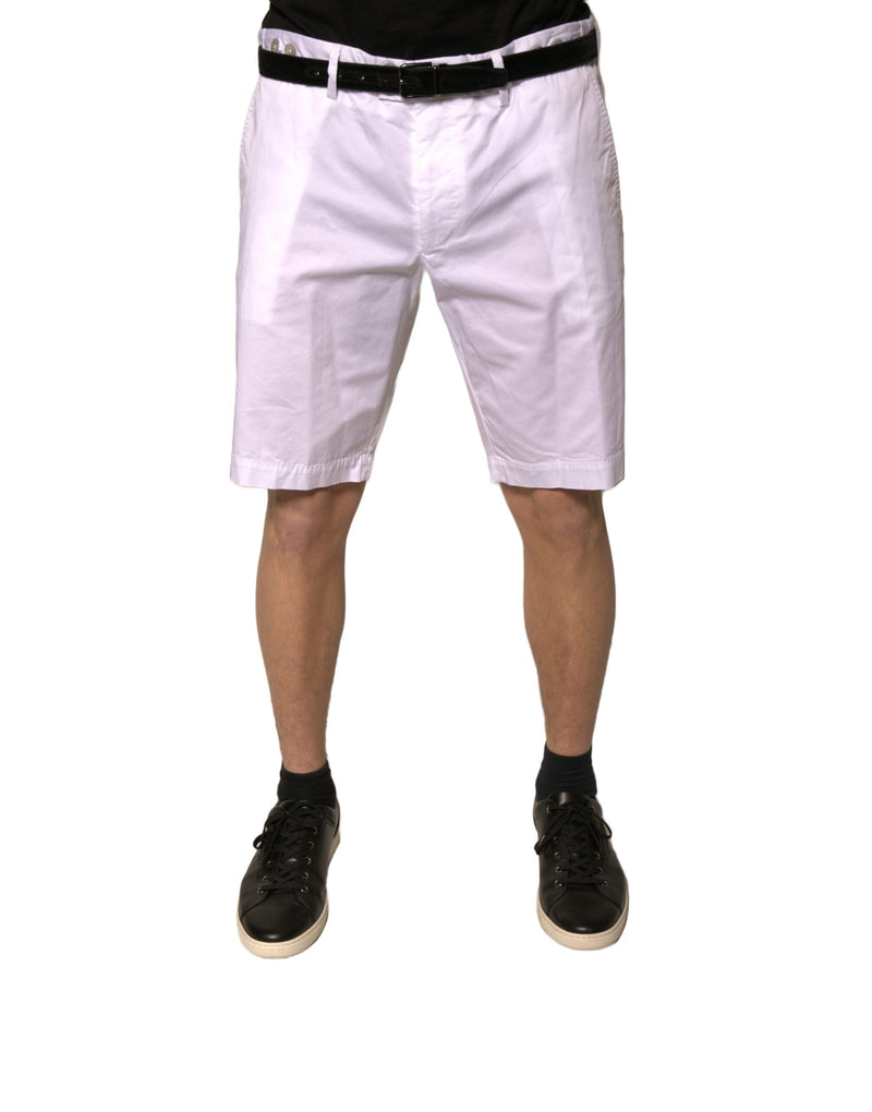 Shorts décontractés en coton extensible blanc à taille haute de Dolce &amp; Gabbana