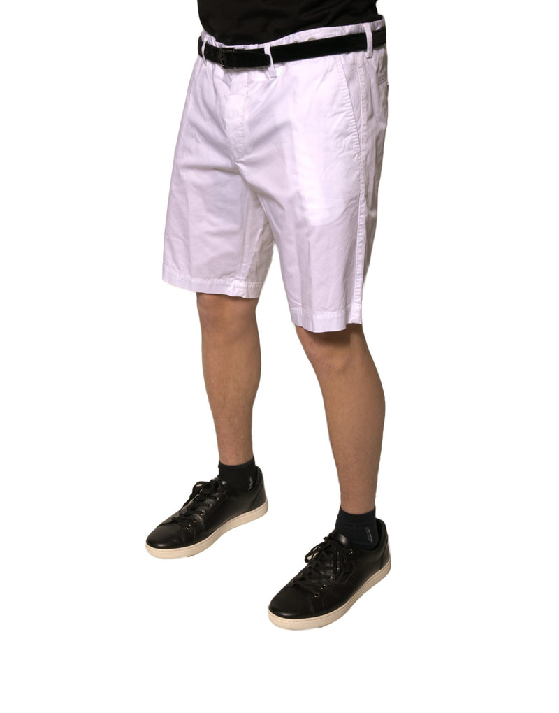 Shorts décontractés en coton extensible blanc à taille haute de Dolce &amp; Gabbana