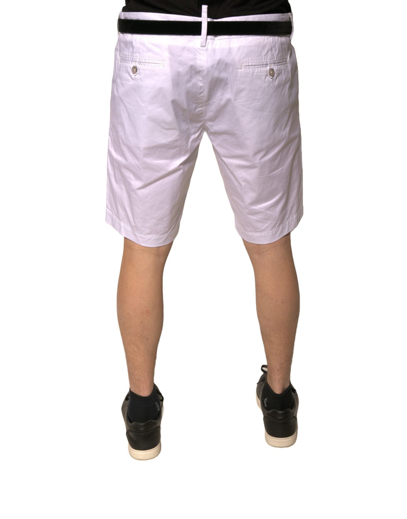 Shorts décontractés en coton extensible blanc à taille haute de Dolce &amp; Gabbana
