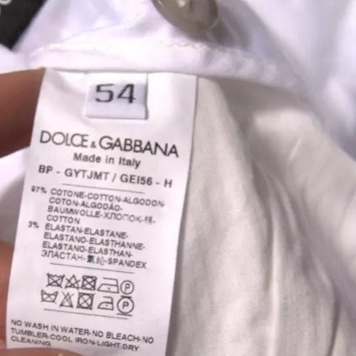 Shorts décontractés en coton extensible blanc à taille haute de Dolce &amp; Gabbana