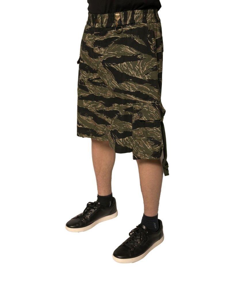 Shorts Bermuda en coton noir à motifs dorés de Dolce &amp; Gabbana