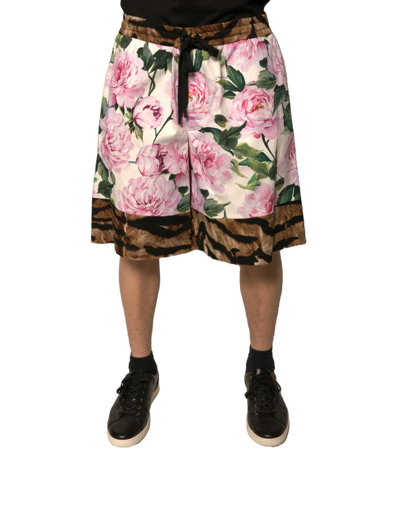 Shorts Bermuda en coton à motifs floraux multicolores Dolce &amp; Gabbana pour homme