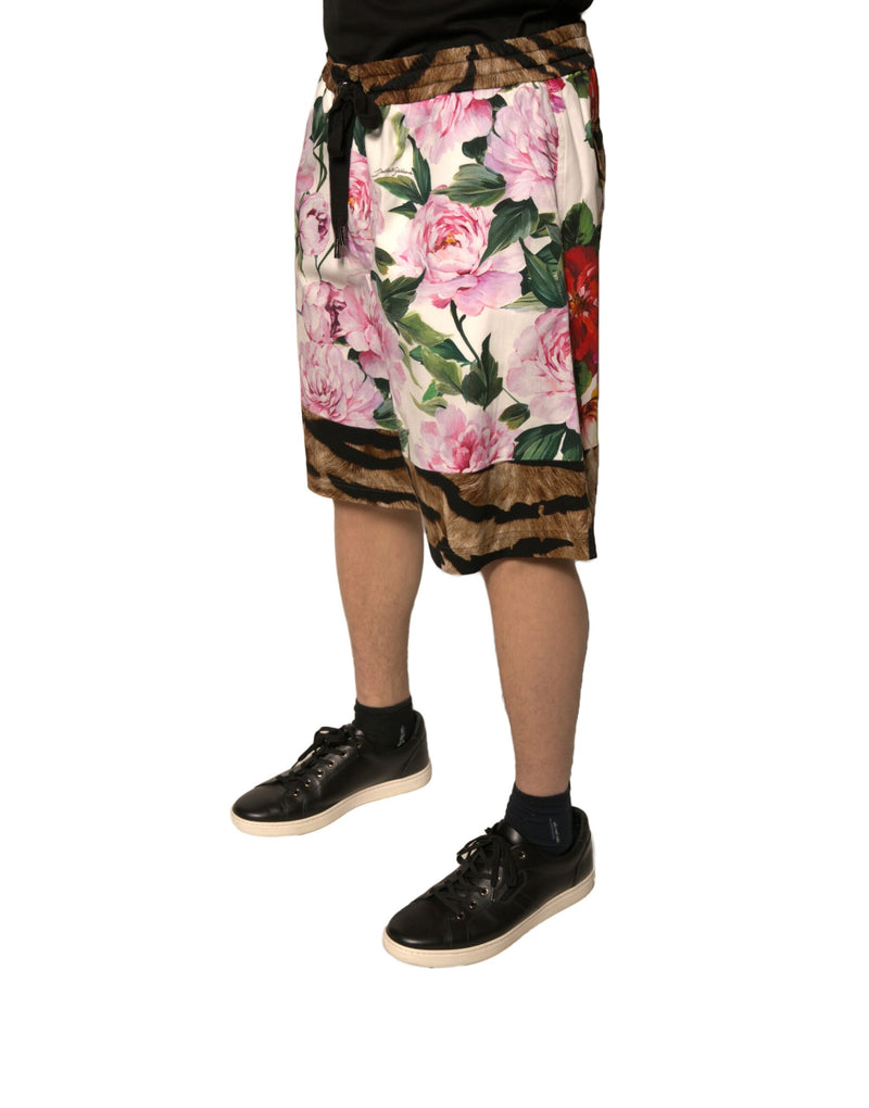 Shorts Bermuda en coton à motifs floraux multicolores Dolce &amp; Gabbana pour homme