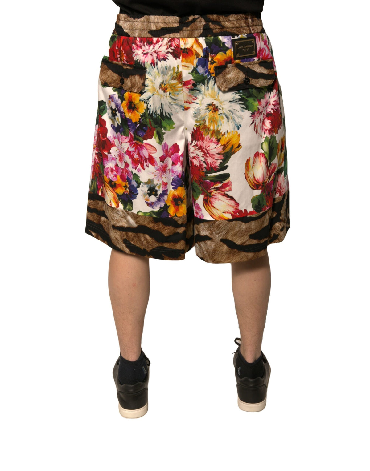 Shorts Bermuda en coton à motifs floraux multicolores Dolce &amp; Gabbana pour homme