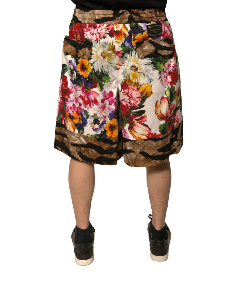 Shorts Bermuda en coton à motifs floraux multicolores Dolce &amp; Gabbana pour homme