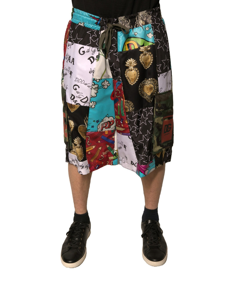 Shorts Bermuda Cargo à motifs patchwork multicolores de Dolce &amp; Gabbana