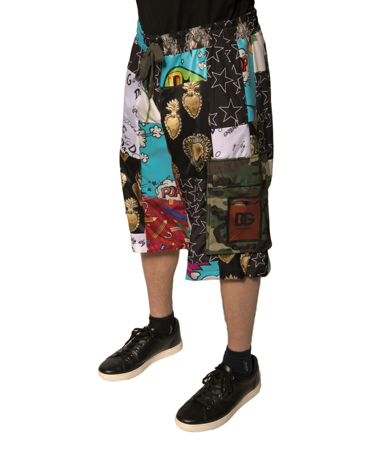 Shorts Bermuda Cargo à motifs patchwork multicolores de Dolce &amp; Gabbana