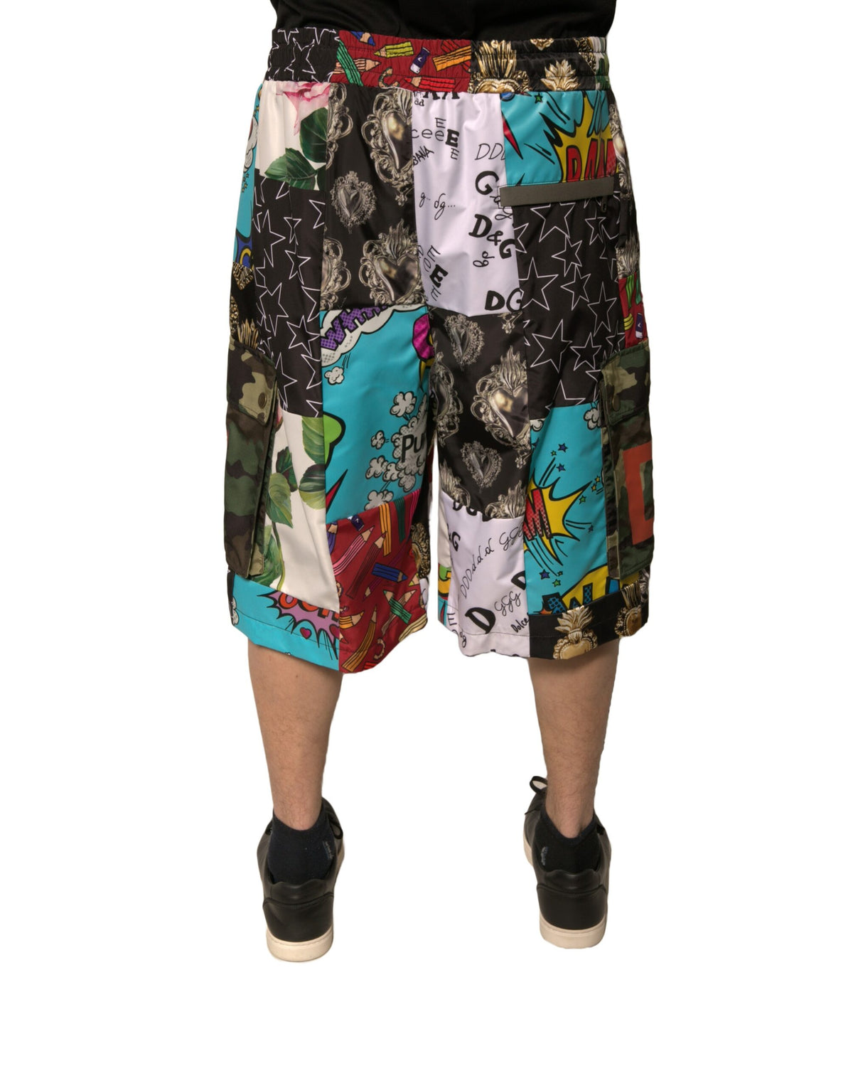 Shorts Bermuda Cargo à motifs patchwork multicolores de Dolce &amp; Gabbana
