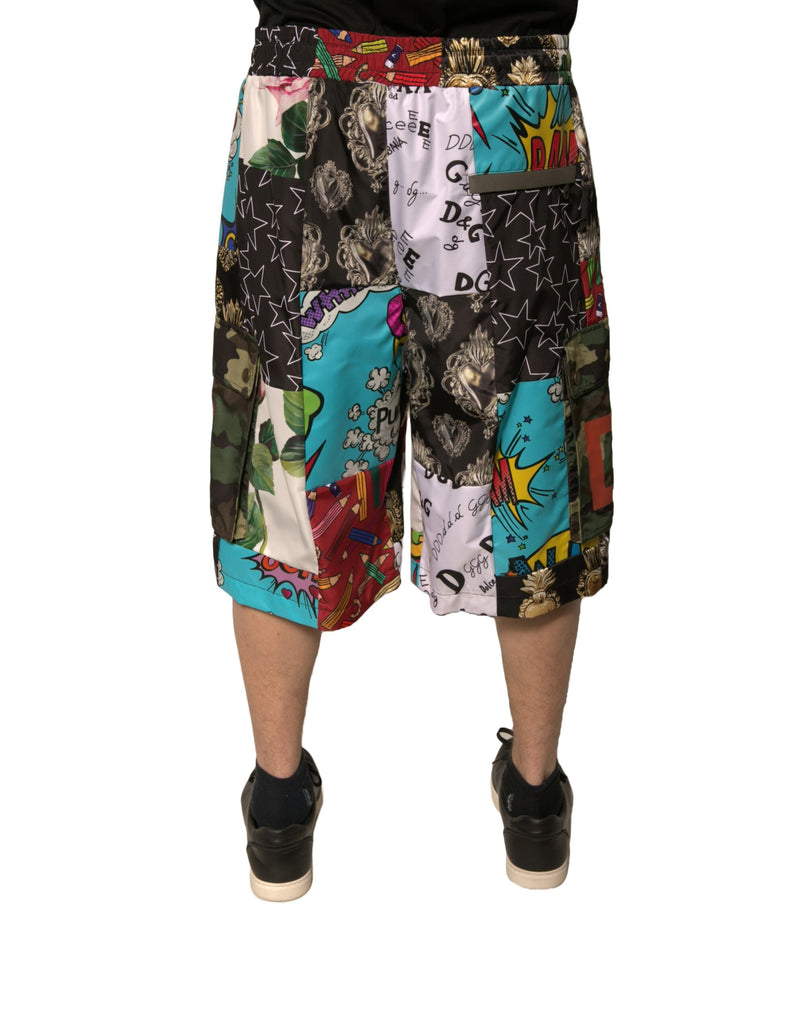 Shorts Bermuda Cargo à motifs patchwork multicolores de Dolce &amp; Gabbana
