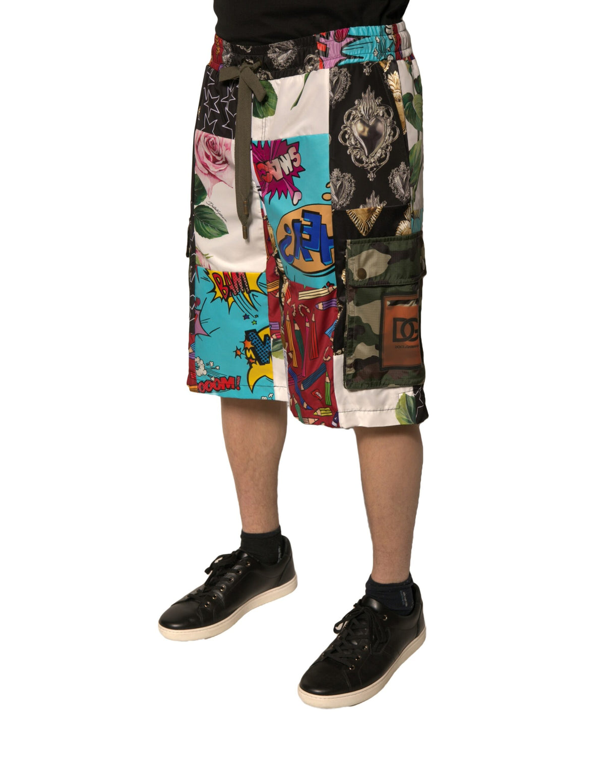Shorts Bermuda Cargo à motifs patchwork multicolores de Dolce &amp; Gabbana