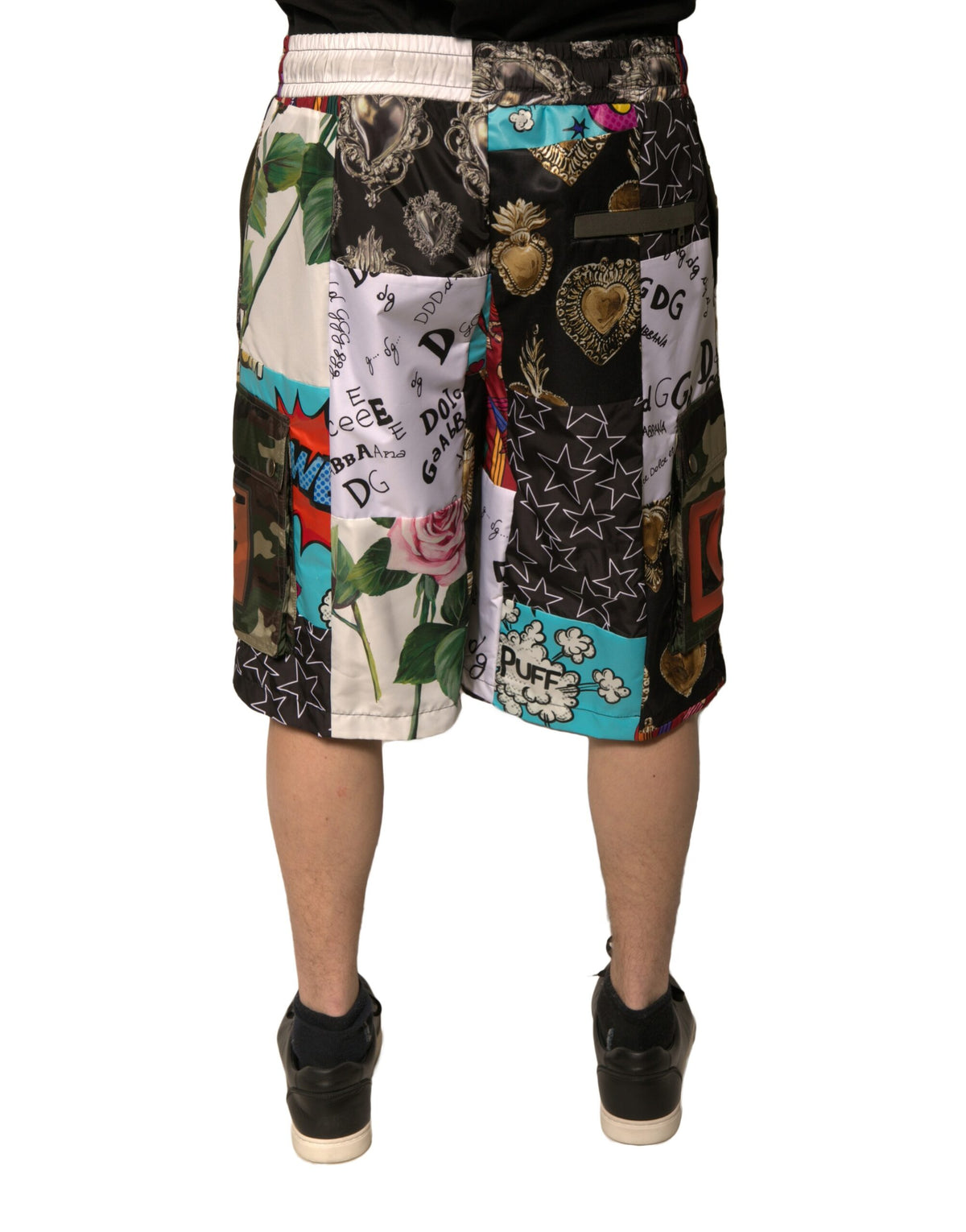 Shorts Bermuda Cargo à motifs patchwork multicolores de Dolce &amp; Gabbana
