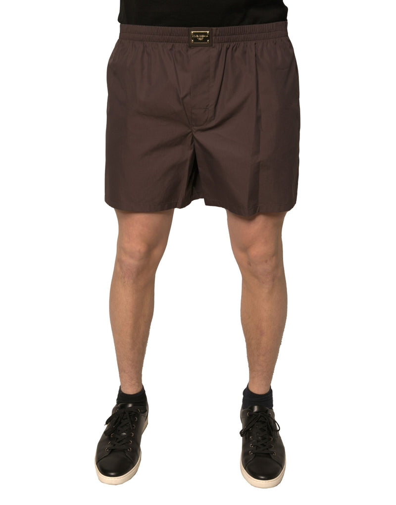 Shorts mi-hauteur pour homme en coton mélangé marron de Dolce &amp; Gabbana