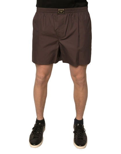 Shorts mi-hauteur pour homme en coton mélangé marron de Dolce &amp; Gabbana