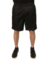 Shorts en jersey de polyester noir taille mi-hauteur Dolce &amp; Gabbana