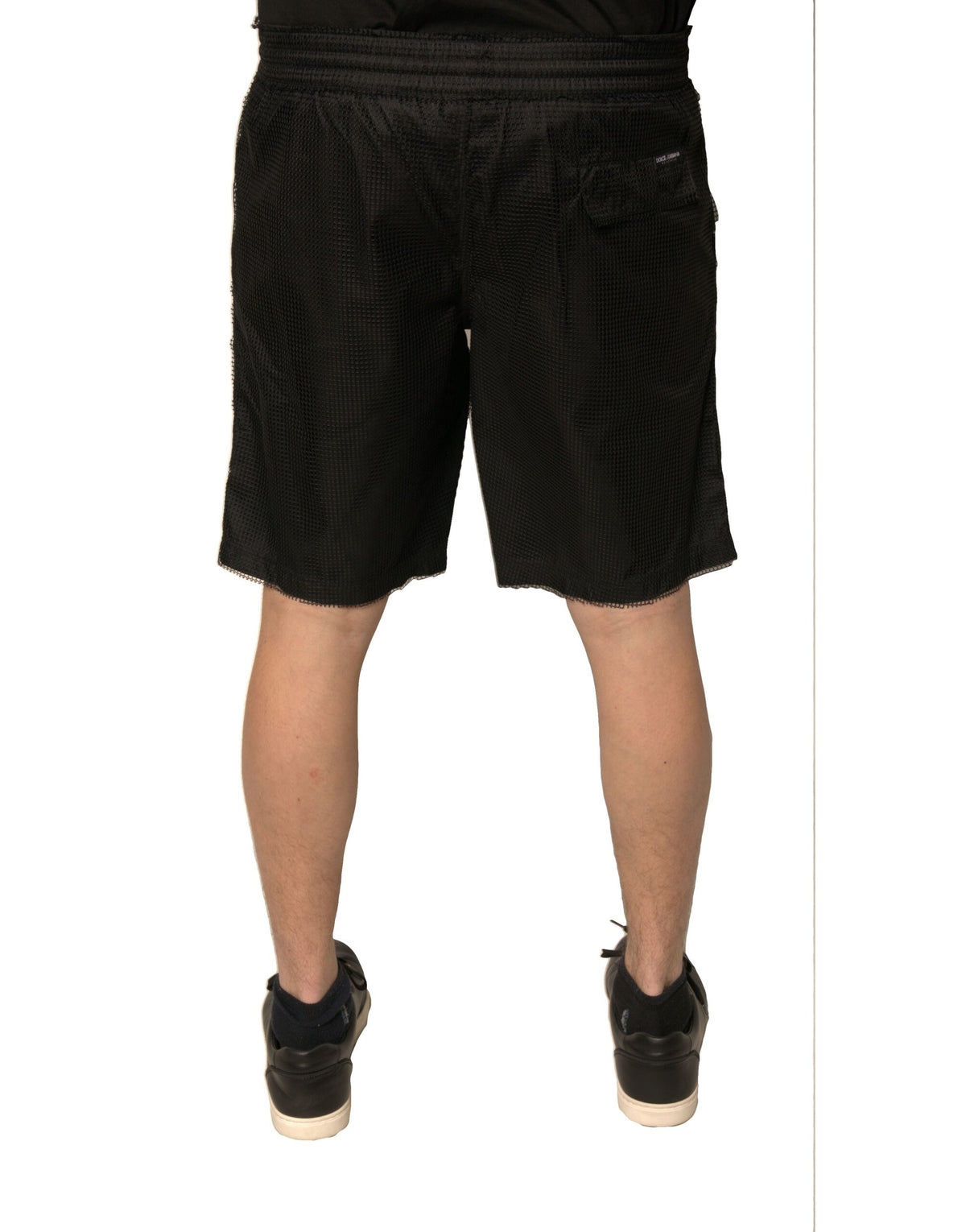 Shorts en jersey de polyester noir taille mi-hauteur Dolce &amp; Gabbana