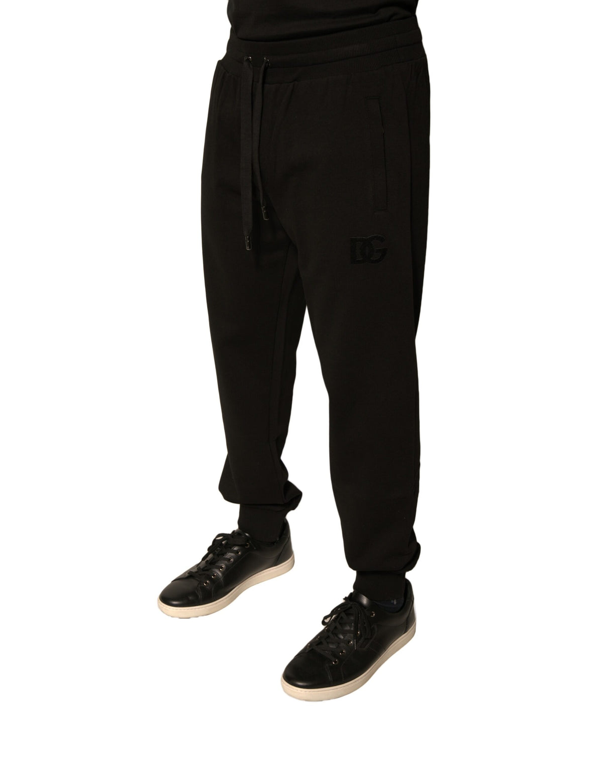 Pantalon de jogging en coton noir Dolce &amp; Gabbana pour homme.