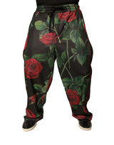 Pantalon de jogging en polyester noir à motifs floraux Dolce &amp; Gabbana
