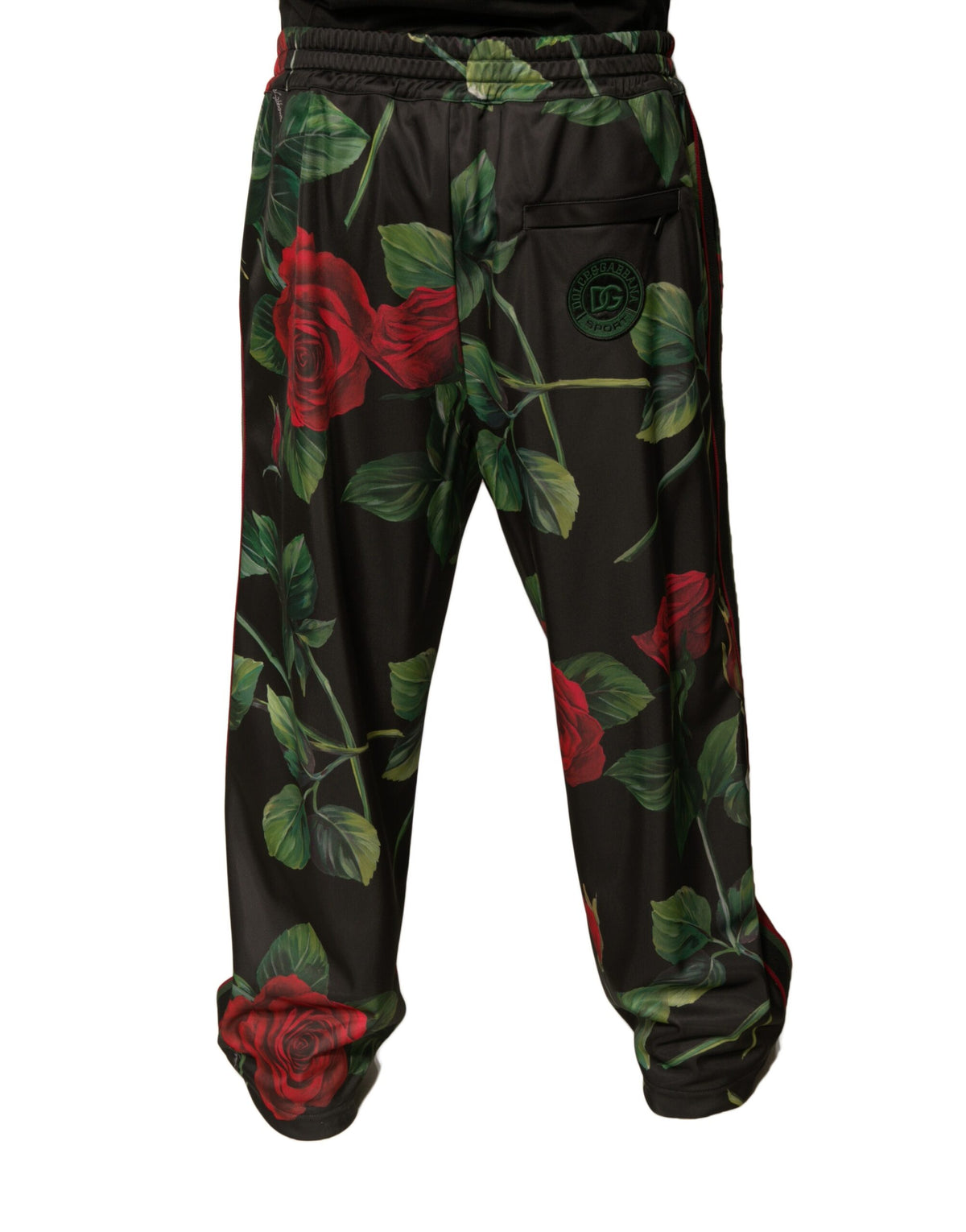 Pantalon de jogging en polyester noir à motifs floraux Dolce &amp; Gabbana