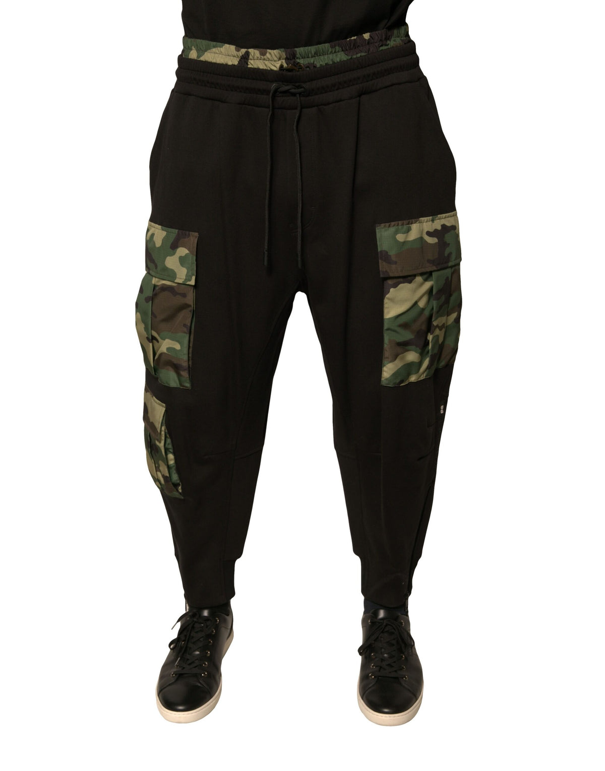 Pantalon cargo jogger en coton noir à camouflage de Dolce &amp; Gabbana