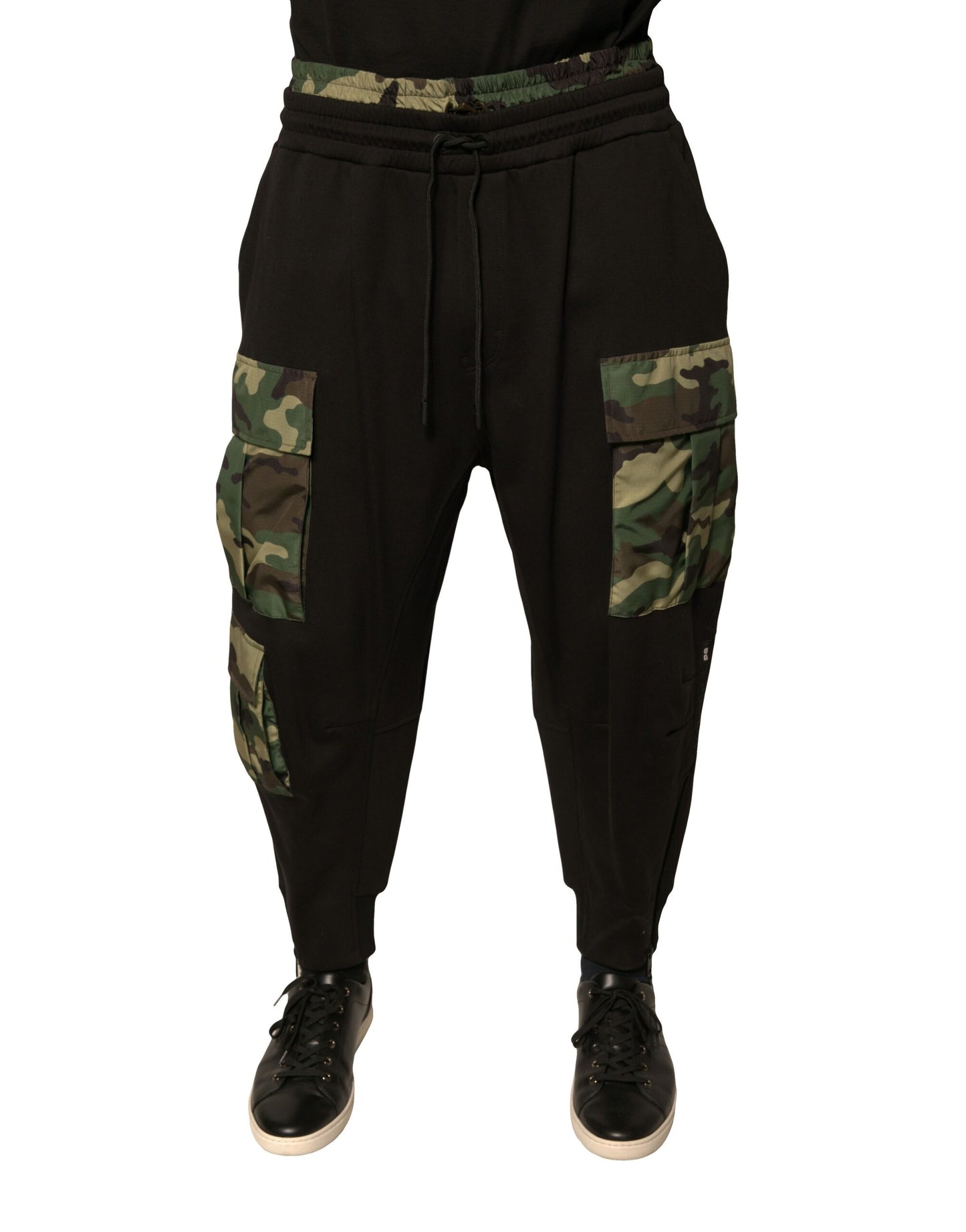 Dolce &amp; Gabbana zwarte camouflage joggingbroek van katoen met cargozakken