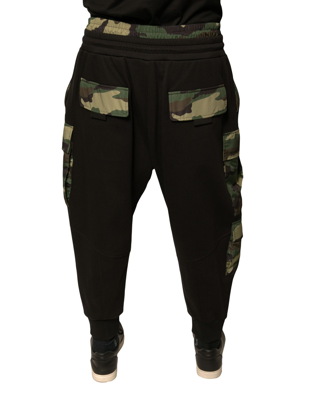Pantalon cargo jogger en coton noir à camouflage de Dolce &amp; Gabbana