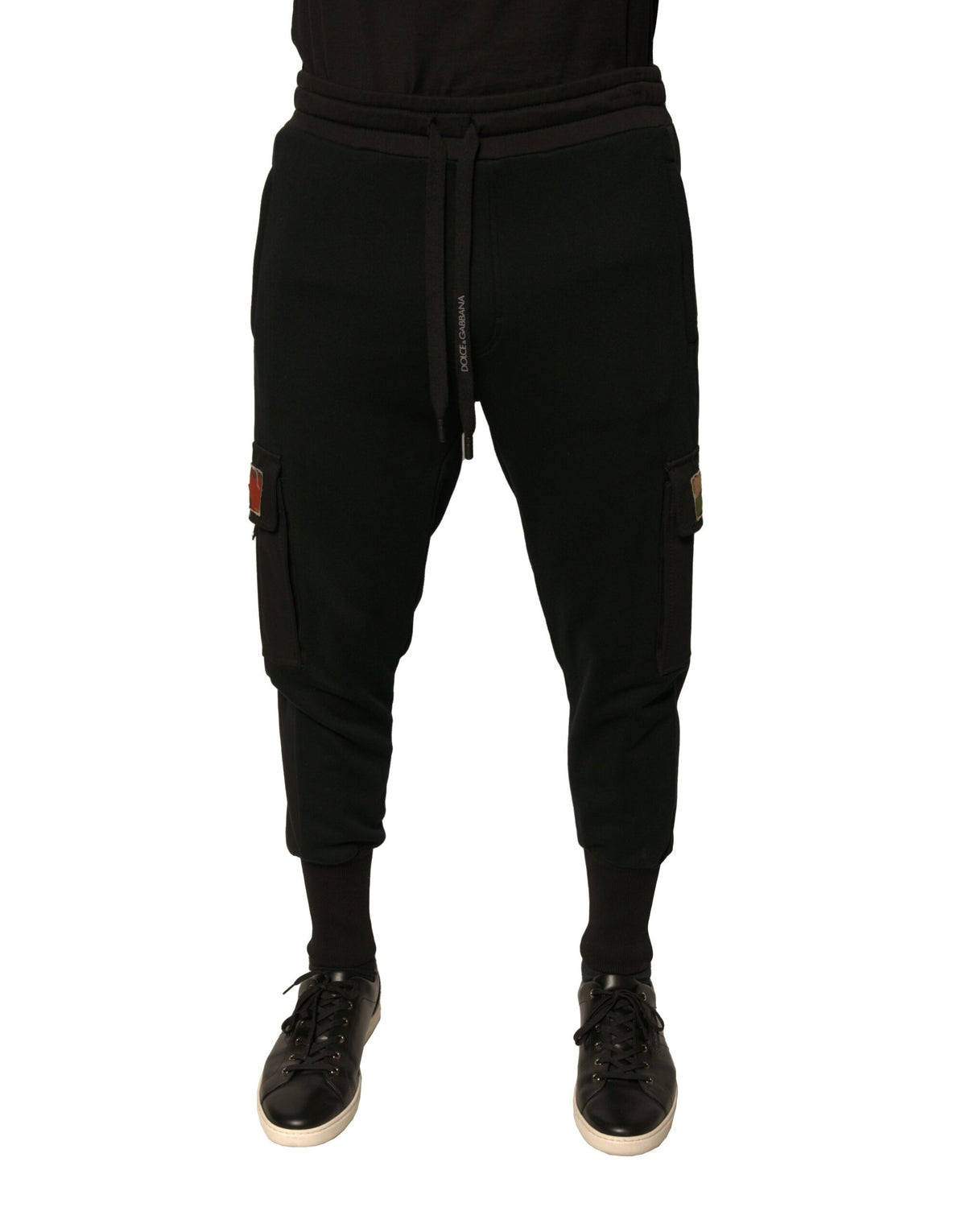 Pantalon cargo jogger en coton noir Dolce &amp; Gabbana