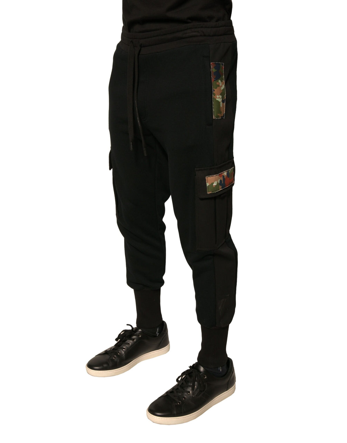 Pantalon cargo jogger en coton noir Dolce &amp; Gabbana
