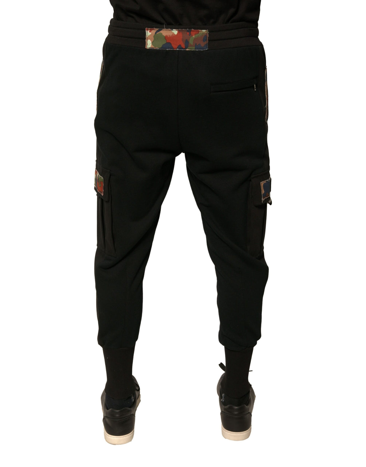Pantalon cargo jogger en coton noir Dolce &amp; Gabbana