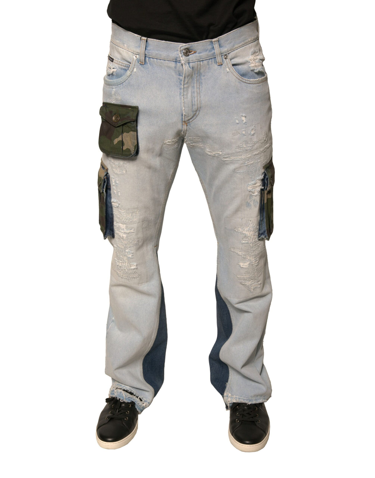 Jeans cargo droit en coton bleu clair Dolce &amp; Gabbana
