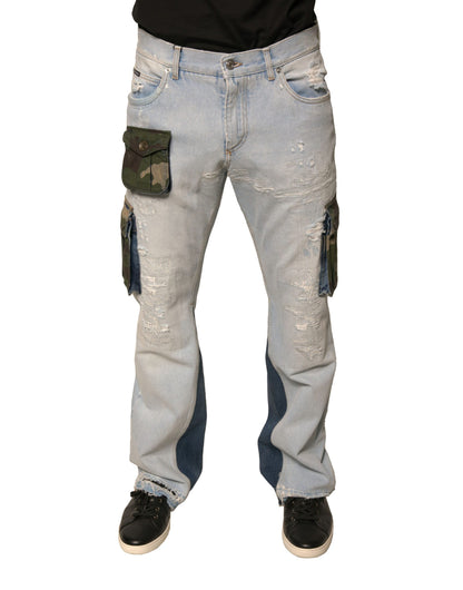 Jeans cargo droit en coton bleu clair Dolce &amp; Gabbana