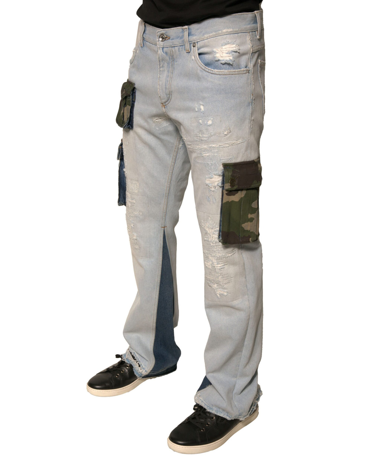 Jeans cargo droit en coton bleu clair Dolce &amp; Gabbana