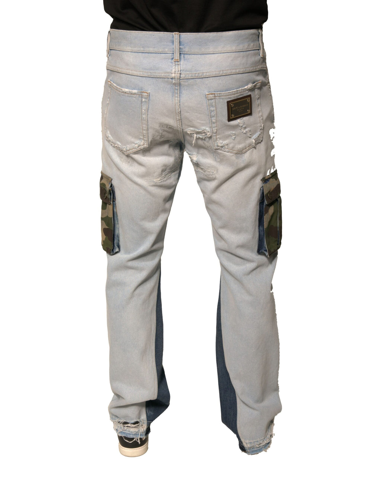 Jeans cargo droit en coton bleu clair Dolce &amp; Gabbana