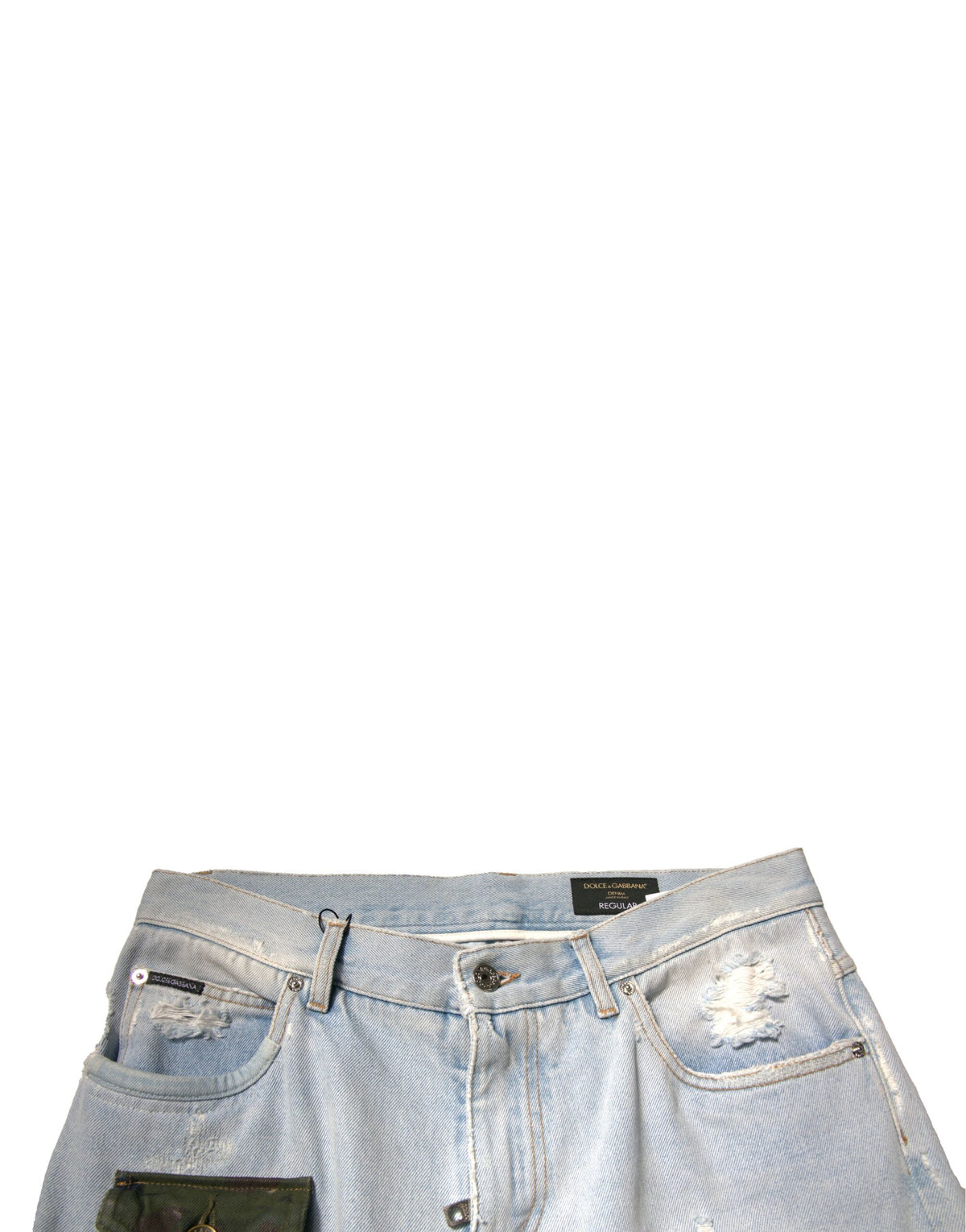 Jeans cargo droit en coton bleu clair Dolce &amp; Gabbana