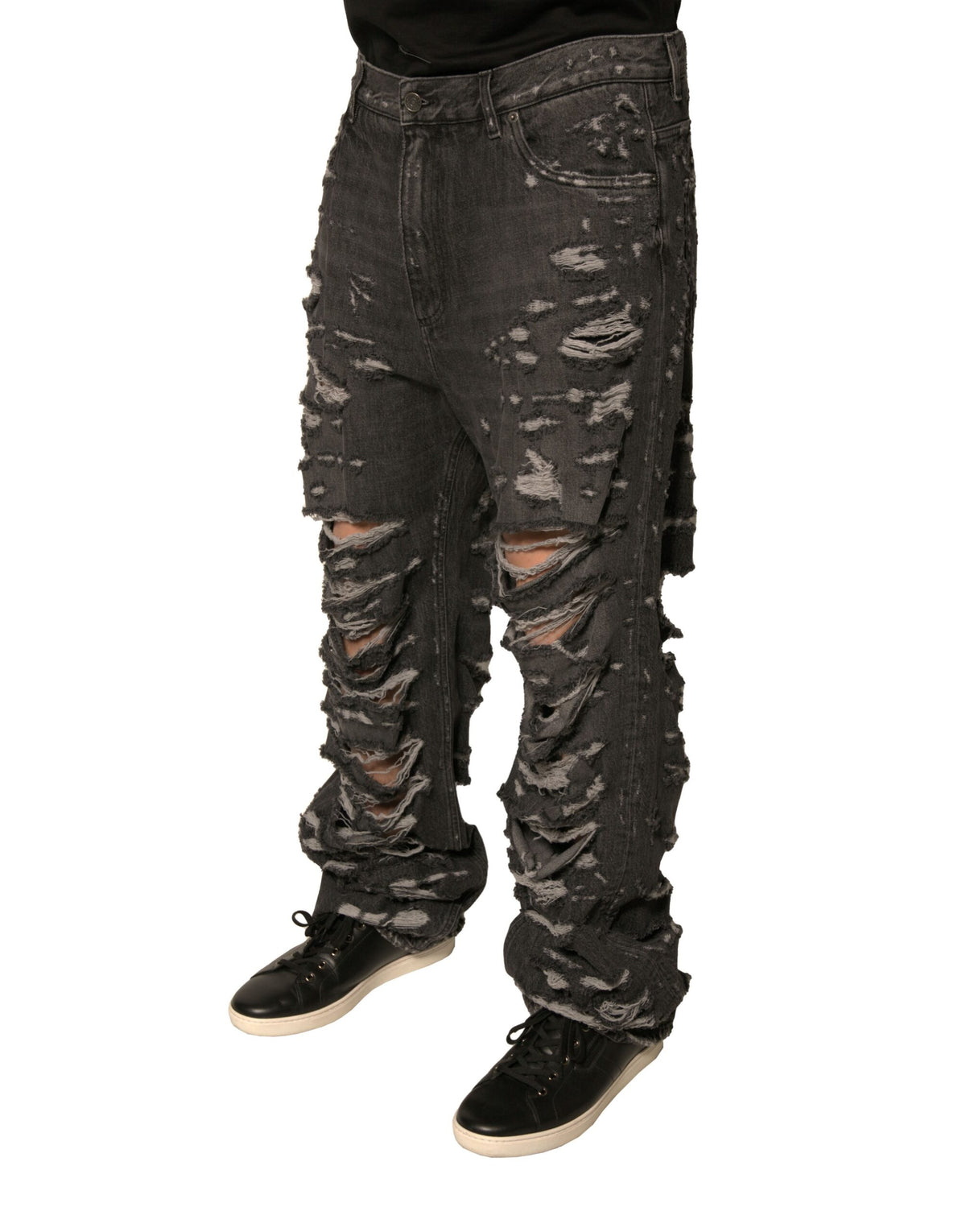 Jean droit en coton délavé gris pour homme de Dolce &amp; Gabbana