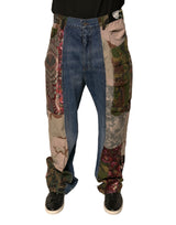 Jeans droits en coton bleu à patchwork de Dolce &amp; Gabbana