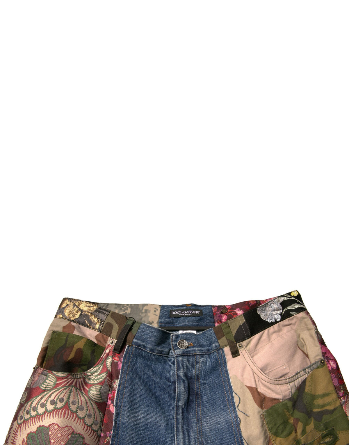 Jeans droits en coton bleu à patchwork de Dolce &amp; Gabbana