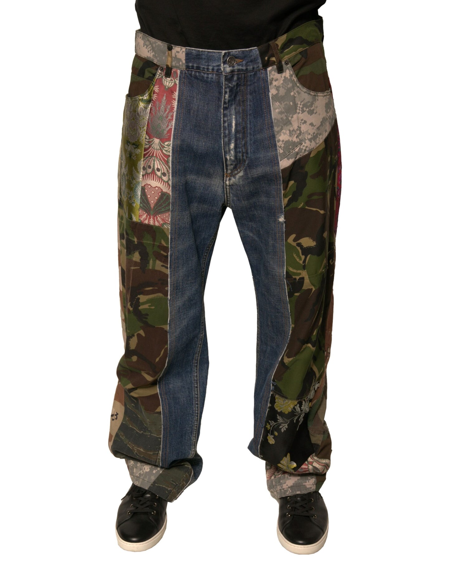 Dolce &amp; Gabbana blauwe rechte jeans van katoen met patchworkmotief