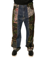 Jeans droits en coton bleu à patchwork de Dolce &amp; Gabbana