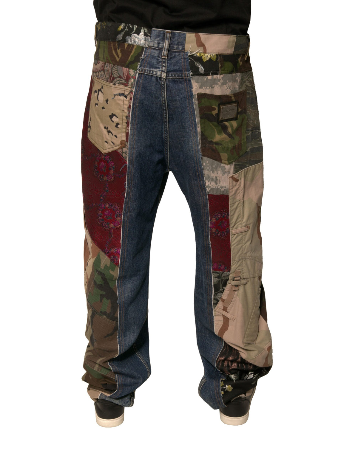 Jeans droits en coton bleu à patchwork de Dolce &amp; Gabbana
