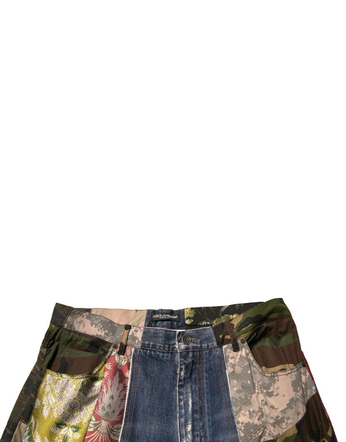 Jeans droits en coton bleu à patchwork de Dolce &amp; Gabbana