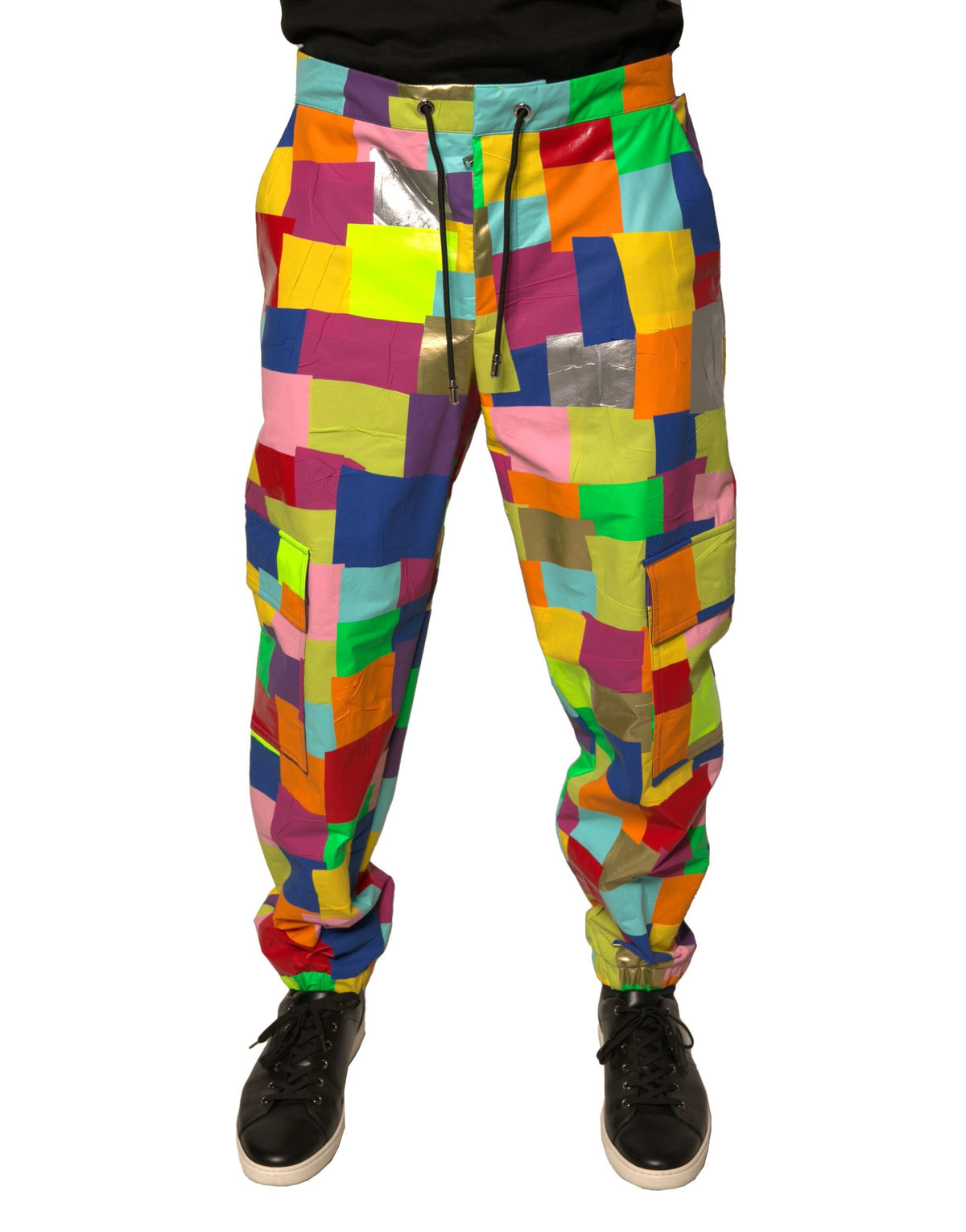 Pantalon cargo homme en coton multicolore à motifs patchwork de Dolce &amp; Gabbana