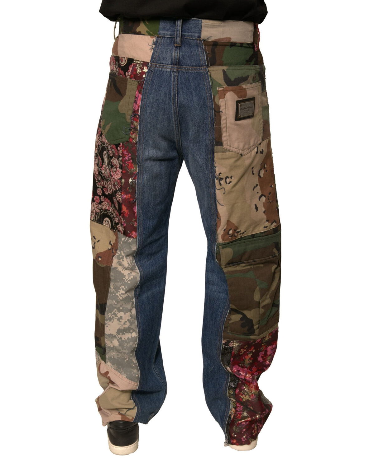 Jeans droits en coton bleu à patchwork de Dolce &amp; Gabbana