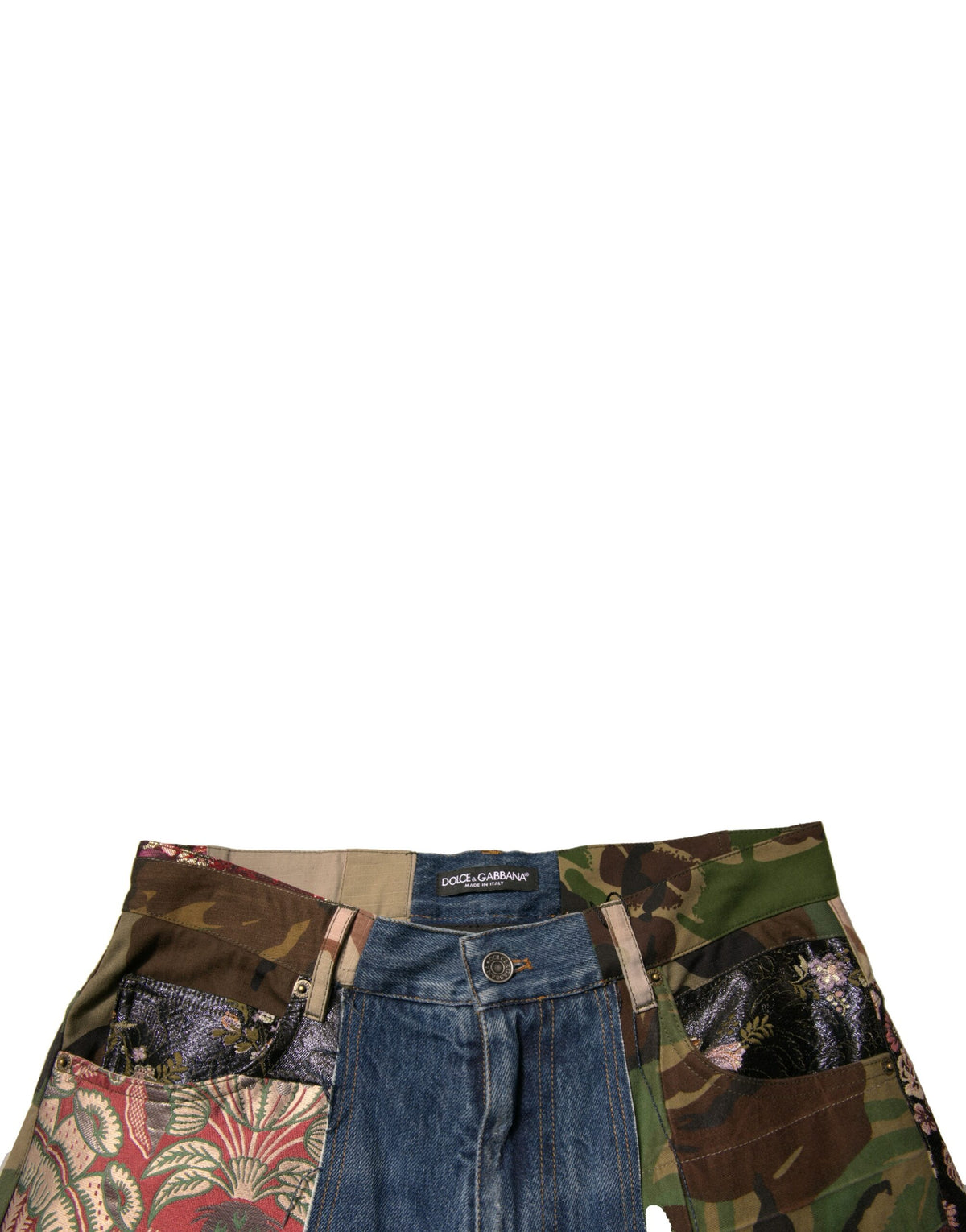 Jeans droits en coton bleu à patchwork de Dolce &amp; Gabbana